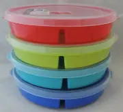 Set of 8 Divided 3 Compartment Microwave Plate w/Vented Lids Food Storage Freeze
