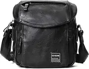 [Generic] Crossbody Bags for Men Vintage Retro Shoulder Bag Multiple Pockets -Proof Smooth Zipper Black