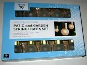 Patio and Garden string Light Set SET OF 10 FROSTED ROUND LIGHTS 10 Ft Length