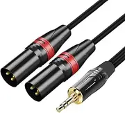 1/8 Inch to Dual XLR Male Y-Splitter Cable, tunghey Unbalanced 3.5mm Mini Jack TRS Stereo Aux to Double Male XLR Adapter Interconnect Breakout Patch Cord (0.3m)