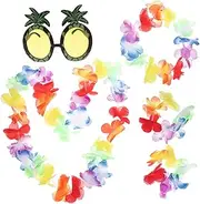 TOGEVAL 1 Set Hawaii Party Pineapple Eyewear Costume Accessories with Flower Headband Sunglasses and Garland for Pool Parties and Luau Celebrations