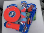 4PC Chuckit Amphibious Tumble Bumper Fetch & Fold Zip Flight & Balls Dog Toy SET