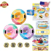 3-Pack Inflatable Snow Tube Sleds for Family Fun - Heavy Duty & Cold Resistant