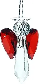 [Rainbow crystal] Red Guardian Angel Crystal Suncatcher, 2.56 inch Long, Window, Flower, Car, Home Decor, Chakra Crystal Ornament, Rainbow Maker, Protection Angel