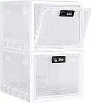 2 Pack Large Lock Box, Medicine Lockable Storage Box Container for Medication Storage, Refrigerator Food Safe Tablet Phone Locked Box for Kitchen Home School and Office Safety (White, 2PC)