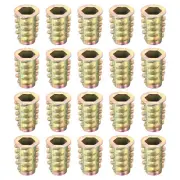 60Pcs Threaded Inserts, M8-1.25x20 Zinc Alloy Hex-Flanged Nut Threaded Inserts