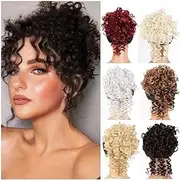 Hairpiece Messy Bun Hair Piece with Long Tail, Synthetic Curly Elastic Drawstring Ponytail Extensions Daily Use(99J)