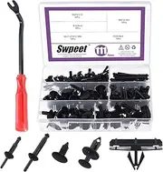Swpeet 111Pcs 5 in 1 Fastener Bumper Retainer Clips Car Clips with Fastener Remover Kit, Plastic Rivets Grille Fender Flare Hardware Compatible with 2007-2022 Jeep Wrangler & 2005-2010 Grand Cherokee