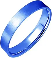[Gemini] His Her Blue Comt-Fit Flat Ring Brushed Wedding Titanium Ring Valentine Day Gift 4mm 6mm