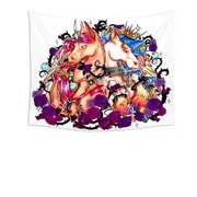 Purple Roses and Cool Unicorns Tapestry