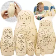 Blank Russian Nesting Dolls to Paint Set 7 Pcs Wooden Crafts to Paint Your Own
