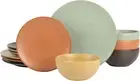 Capetown Assorted Color Reactive Glaze round Stoneware Dinnerware, Black, Yellow
