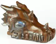 5.1" Colorful Tiger Iron Eye Carved Crystal Dragon Skull & Labradorite Eyes