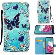 SATURCASE Case for Motorola Moto G10 G20 G30, Beautiful PU Leather Flip Magnet Wallet Stand Card Slots Protective Cover with Hand Strap for Motorola Moto G10 G20 G30 (YK-10)