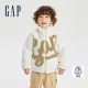 【GAP】男幼童裝 Logo仿羊羔絨立領長袖外套-白色(786520)