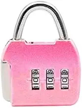 3 Digit Combination Padlock, 4mm Shackle Dia, Resettable Lock Zinc Alloy Security Padlock Weatherproof Combination Lock for Travel Bag, Suitcases, Gym, School Outdoor Locker (Pink)