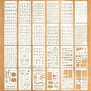 24pcs Calligraphy Stencil Kit, Various Shapes Letters Numbers Patterns Common Symbols Graphics Templates Reusable Painting Stencils for Wall Chalkboard Wood Signs Arts Crafts