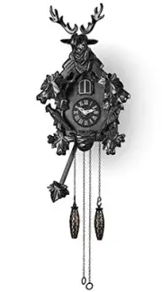 Cuckoo Clock with Automatic Night Mode, Quartz Movement and Carved Deer Head