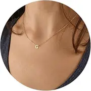 [Scaleer] Small Initial Necklace 18K Gold Plated Stainless Steel Tiny Letter Necklace Personalized Monogram Name Necklace for Women