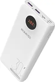 ROMOSS PD 30W 20000mAh Power Bank, 3 Input & 3 Output USB C Portable Charger, Fast Charging External Battery Pack for iPhone 16/15/14/13, iPad, Samsung S24/S23/S22, Most Phones and Smart Devices