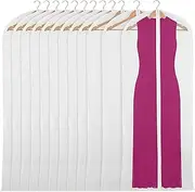 POATOW 12 Pieces Clear Hanging Garment Bags,60 x 140 CM(55in) Transparent Garment Bags for Hanging Cloths with Zipper Suit Bag,Clear Dust Bags for Clothes Closet Storage