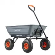 VEVOR Dump Cart, Poly Garden Dump Cart with Easy to Assemble Steel Frame, Dump Wagon with 2-in-1 Convertible Handle, Utility Wheelbarrow 272kg/ 600lbs