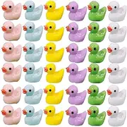 CAASFOOY 120 Pcs Mini Duck Miniatures Resin Ducks Waterproof Duck Tiny Duckies Figures, Mini Duck Sculpture for Crafts Party Supplies Room Home Desk Decoration, 6 Colors