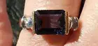 Iolite Labcreated Emerald Cut & Diamond Ring 10kt Solid Yellow Gold