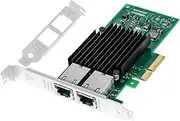 10gb PCIE x4/x8/x16 Ethernet Converged Network Adapter X550T2 Copper Dual RJ45 Port LAN Card NIC Compatible with Intel X550T2 10GBase-T X550AT Server Support Windows Server/Windows/Linux/VMware ESXi