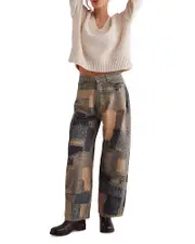 Free People Illusion Patchwork Jeans in Indigo Combo