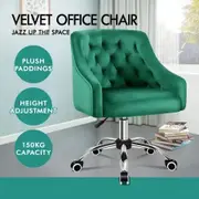 ALFORDSON Velvet Office Chair Computer Swivel Chairs Armchair Work Study Seat Green Adult Kids