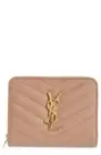 YSL, Saint Laurent Monogram Matelassé Leather Wallet in Vintage Peach