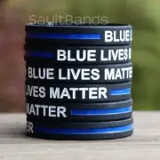 100 CHILD Size Blue Lives Matter Bands Thin Blue Line Law Enforcement Wristbands