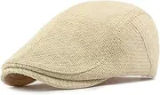 [YAMEE] Beret Men's Straw Summer Hat, Breathable, Beret Hat, Women's Vintage Leisure Cap, Flat Cap, Men's Adjustable, Newsboy Flat Cap, Unisex for Beach, Holiday, Gardening (55 cm - 59 cm)