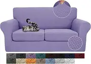 JIVINER Newest 3 Pieces Stretch Couch Covers for 2 Cushion Couch, Fitted Thick Loveseat Sofa Slipcover with 2 Seat Cushion Covers for Living Room Pet Dogs (Loveseat, Light Purple)