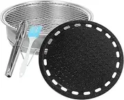 BUTIFULSIC 1 Set Portable Charcoal Barbecue Grill Set Stainless Steel Non Stick Camping Grill with Convenient Rack for Outdoor Bbq Picnics and Parties