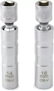 QWORK 14mm&16mm Magnetic Swivel Spark Plug Socket, Thin Wall Magnetic...