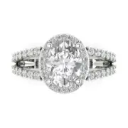 2.24ct Oval Cut Halo Solitaire Engagement Wedding Promise Ring 14k White Gold