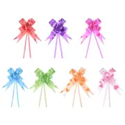 140Pcs 3.3inch Pull Bows Ribbon Gift Wrapping Pull Bow Heart Pattern 7 Colors