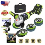 Complete 20V Cordless Angle Grinder Kit - Brushless Motor, Battery & 10 Discs