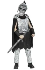 Undead Roman Skull Gladiator Boy's Costume. Includes: Mask, Helmet, Arm Guards,
