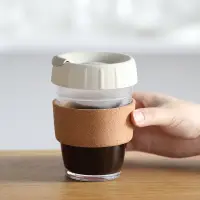 在飛比找松果購物優惠-韓式透明玻璃隨手杯帶蓋手沖咖啡杯掛耳咖啡杯子 (6.2折)