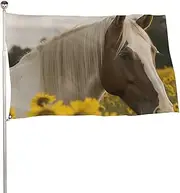 Daisy And Horse Flag 24x35 in Double Sided Printed Garden Flag Decorative Banner No Fade Yard Flag with Brass Grommets Hanging Photo Backdrop for Indoor Outdoor Party Home Decor