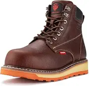 [SUREWAY] 6" Men's Heavy Duty Soft/Soft Toe Work Boots/Shoes for Men,Goodyear Welt Comfortable Durable Construction Boot,Superior Oil/Heat/Slip-Resistant,Thicker Leather