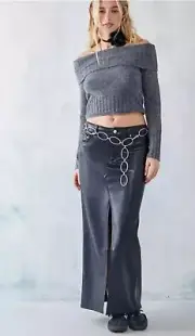 Urban Outfitters Skirt Split Front Faux Leather Black Maxi Skirt - size Small