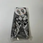 NWT CAT LADY BOX FINGERLESS CAT GLOVES GRAY BLACK WHITE