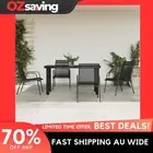Garden Dining Set 5 Piece Black Steel Textilene Chairs Table Outdoor 0692