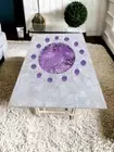Luxury Dining Table – White Quartz & Purple Amethyst Agate, Handmade Stone slabs