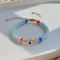 在飛比找Yahoo!奇摩拍賣優惠-1 件全新 Evil Eye Charm 聚合物粘土金色銅珠