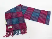 NWT Blarney Pastel Purple, Blue & Red Check Lambswool Scarf, 77" x 9.5" Ireland